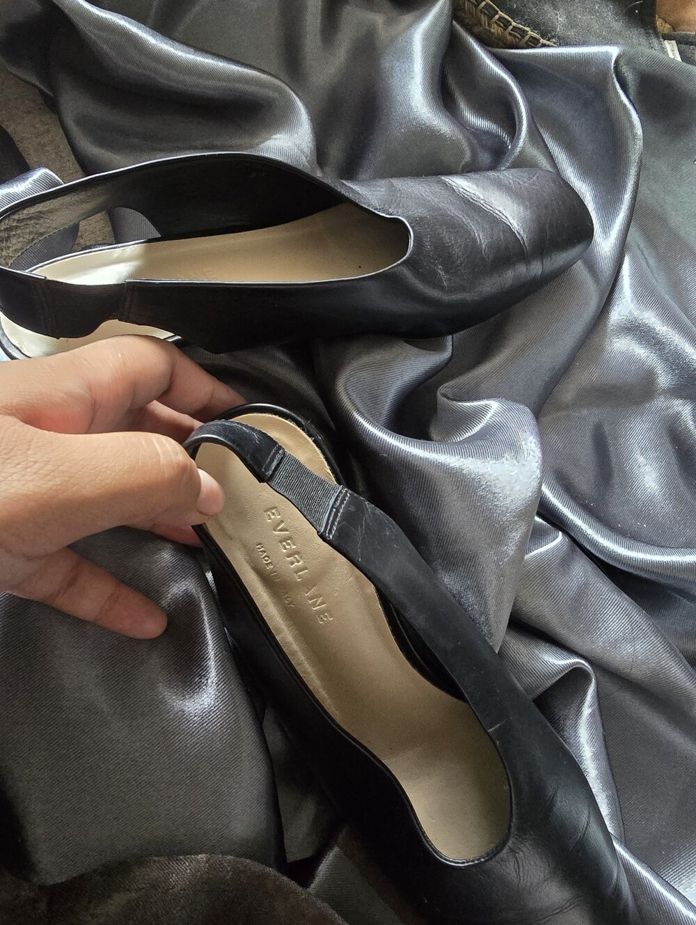 Everlane Black Leather Square Toe Ballet Flats - Picture 5 of 5